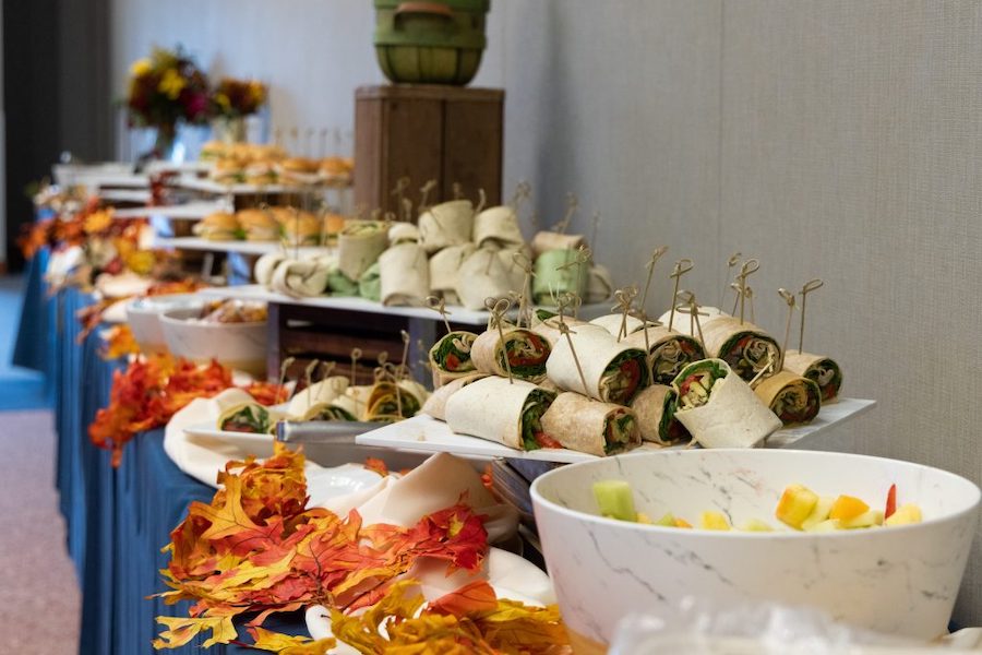 Table full of various food items